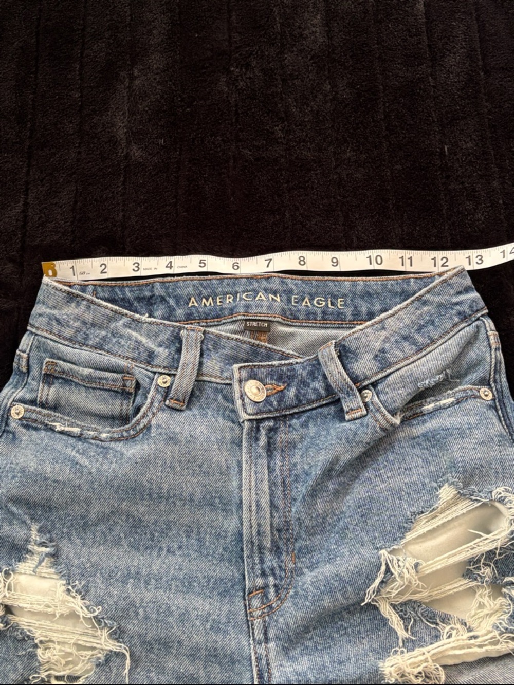 American Eagle Outfitters Light Blue Distressed Straight Leg Jeans - Picture 2 of 6